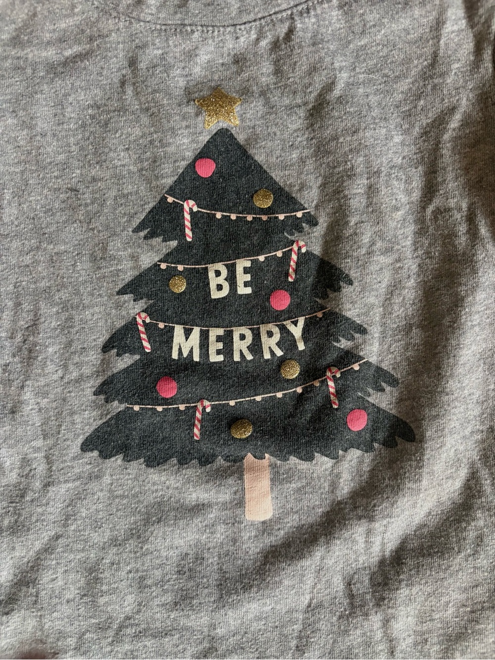Toddler 3T 'Be Merry' Gray Christmas L/S Tee